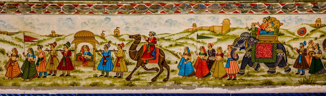 Mural, Patwon-Ki-Haveli, Jaisalmer, an exotic city in the Thar Desert, Jaisalmer, Rajasthan, India, Asia by Unbekannter Künstler