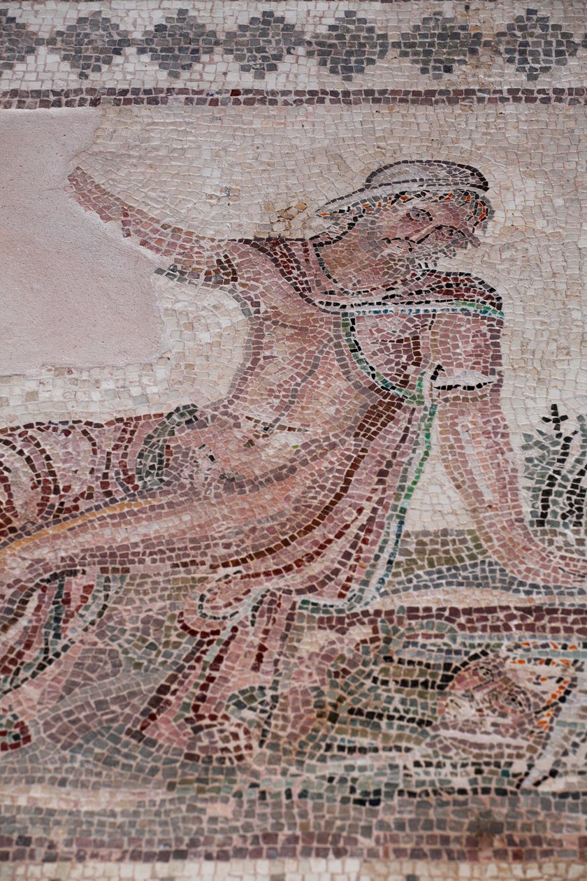 Narcissus looking at his reflection in a pool of water - Paphos mosaics, House of Dionysos - End of the 2nd Century AD - Cyprus - (detail) by William M. Timlin