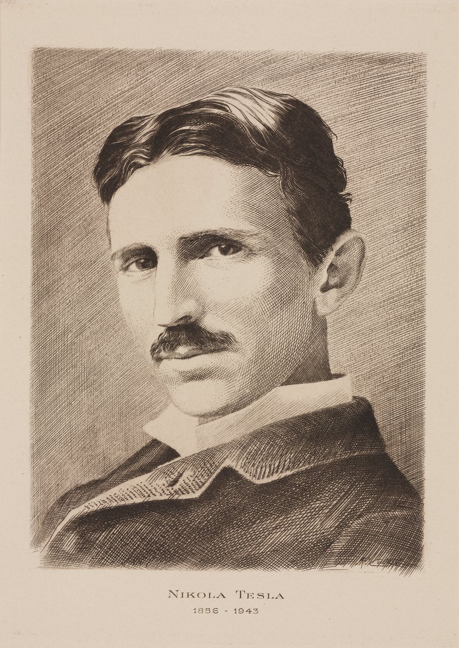 Nikola Tesla, Croatian born Serb engineer, physicist and inventor, c 1885 by Unbekannt
