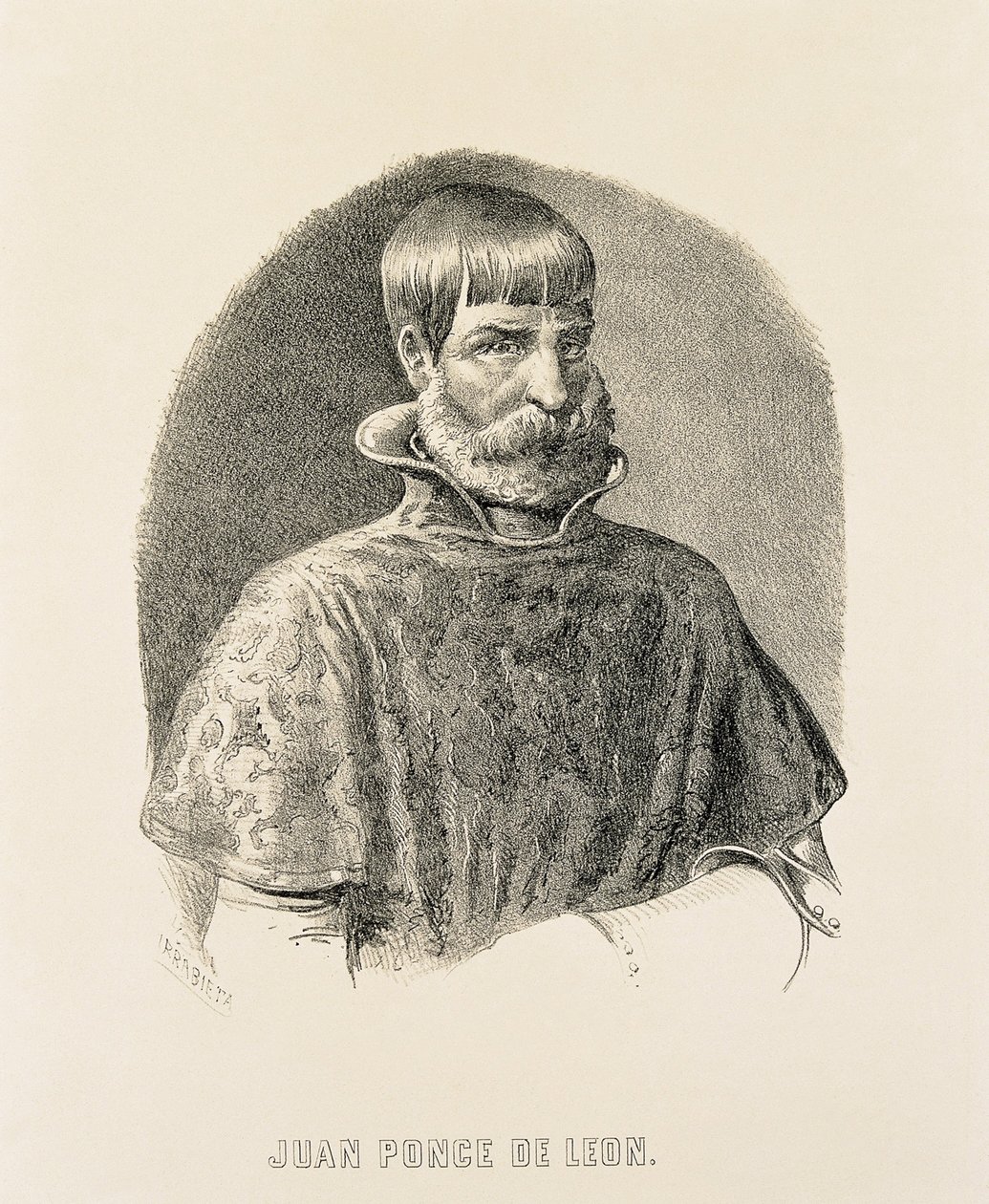 Juan Ponce de Leon, Spanish conqueror of Puerto Rico and discoverer of Florida (engraving) by Unbekannter Künstler