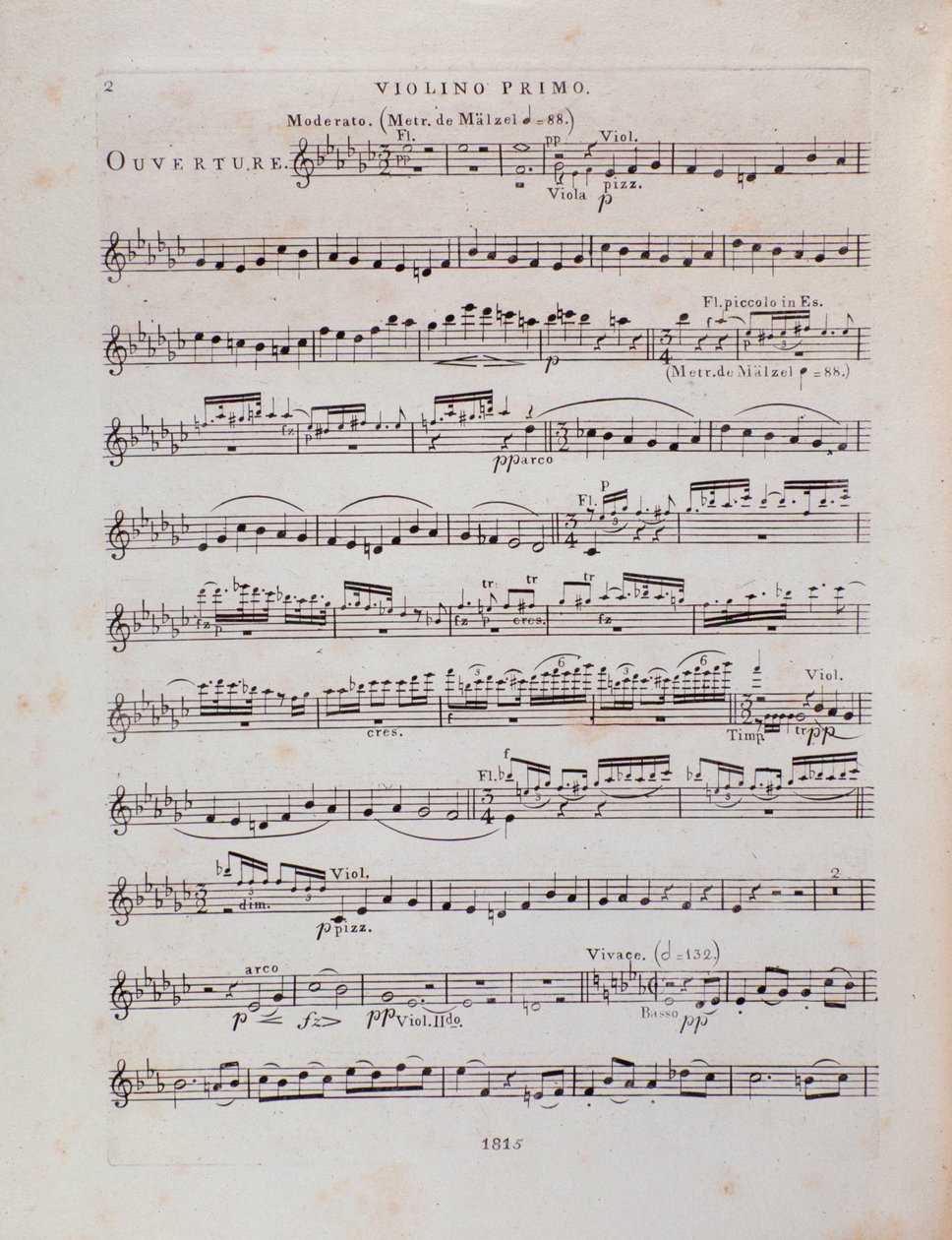 Page of musical score for the first violin of the opera Jessonda by Louis Spohr by Unbekannter Künstler