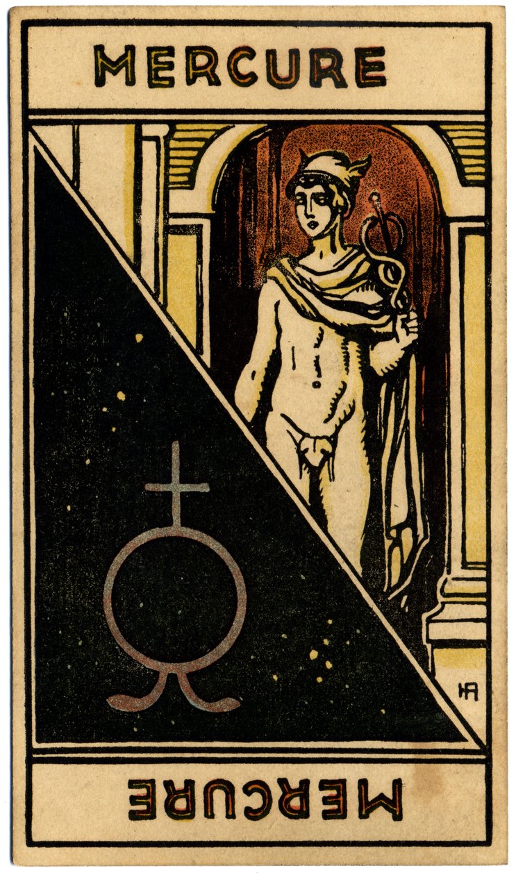 Paranormal. Astrology. Mercury (Planet). Astrologic Card from: Le Tarot Astrologique, by Georges Muchery, France by Unbekannter Künstler
