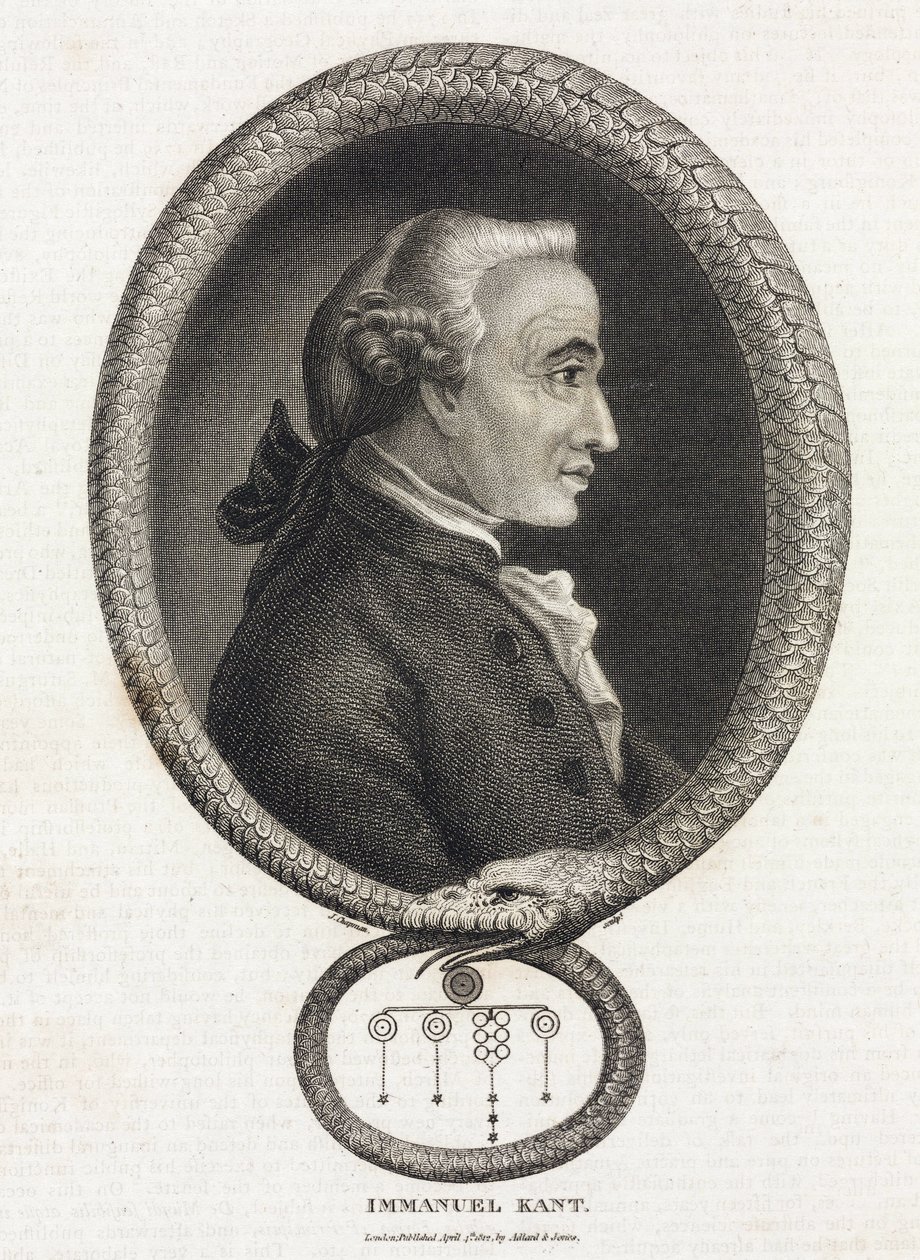 Portrait of Philosopher Immanuel Kant in a Frame Formed by a Serpent Biting Its Tail by Unbekannt