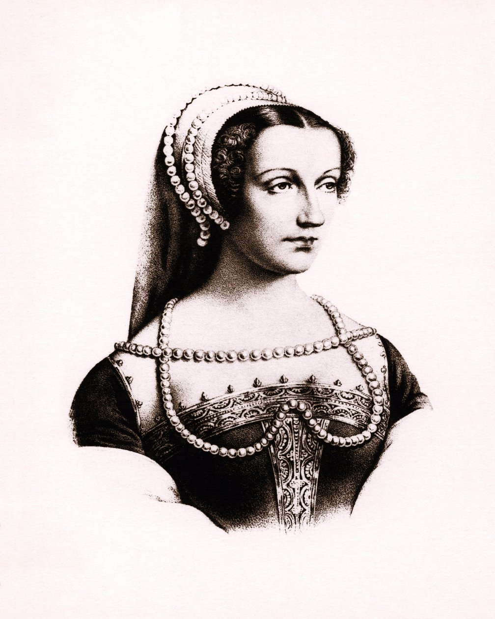 Portrait of Claude de France Queen of France, engraving by Unbekannter Künstler