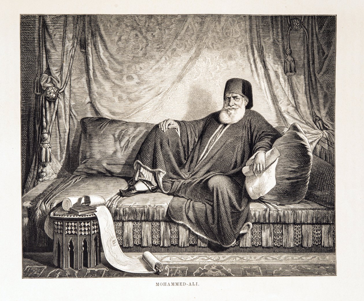 Portrait of Mehemet Ali (1769-1849) Vice King of Egypt - Illustration from the Atlas of Egypt by Unknown