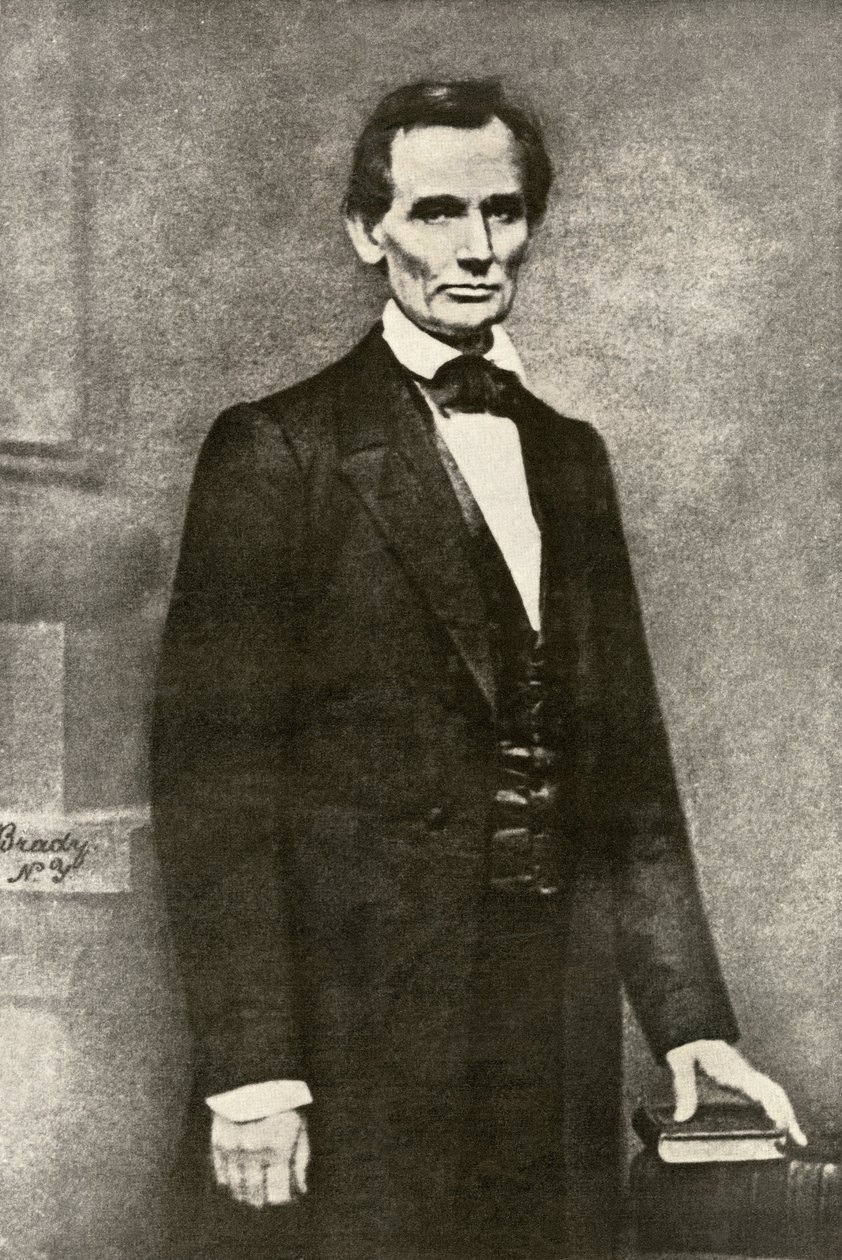 Portrait of President Abraham Lincoln (1809-1865). Reproduction of a photograph by Matthew Brady by Unbekannter Künstler