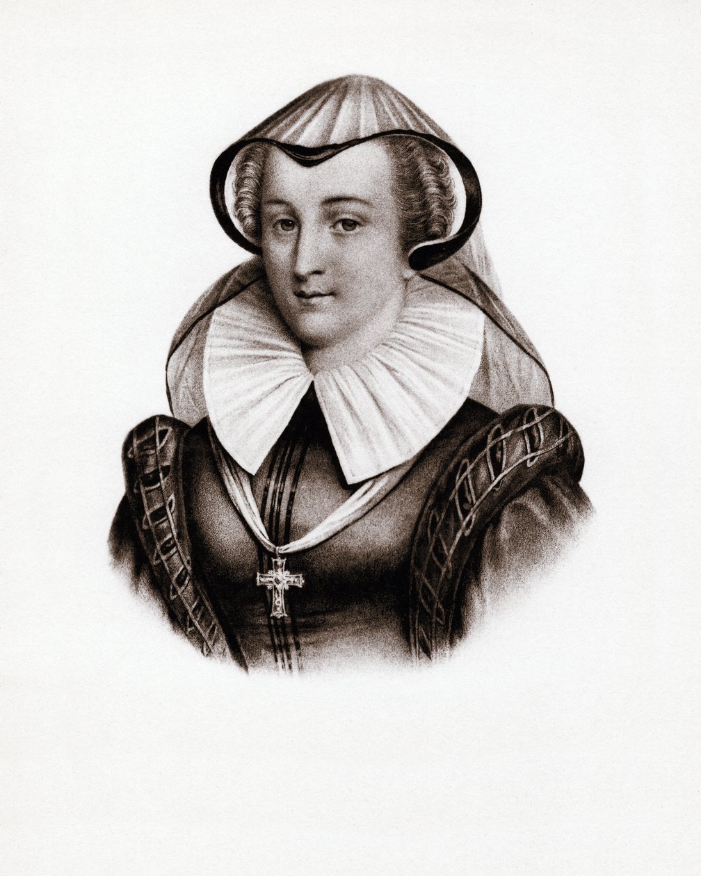 Portrait of the Queen of France Marie Stuart, 19th Century Engraving by Unbekannter Künstler