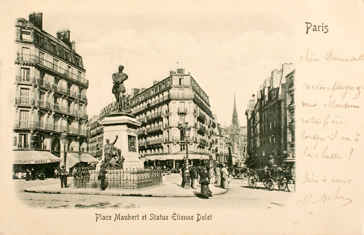 Place Maubert, Statue of Etienne Dolet, Paris, France