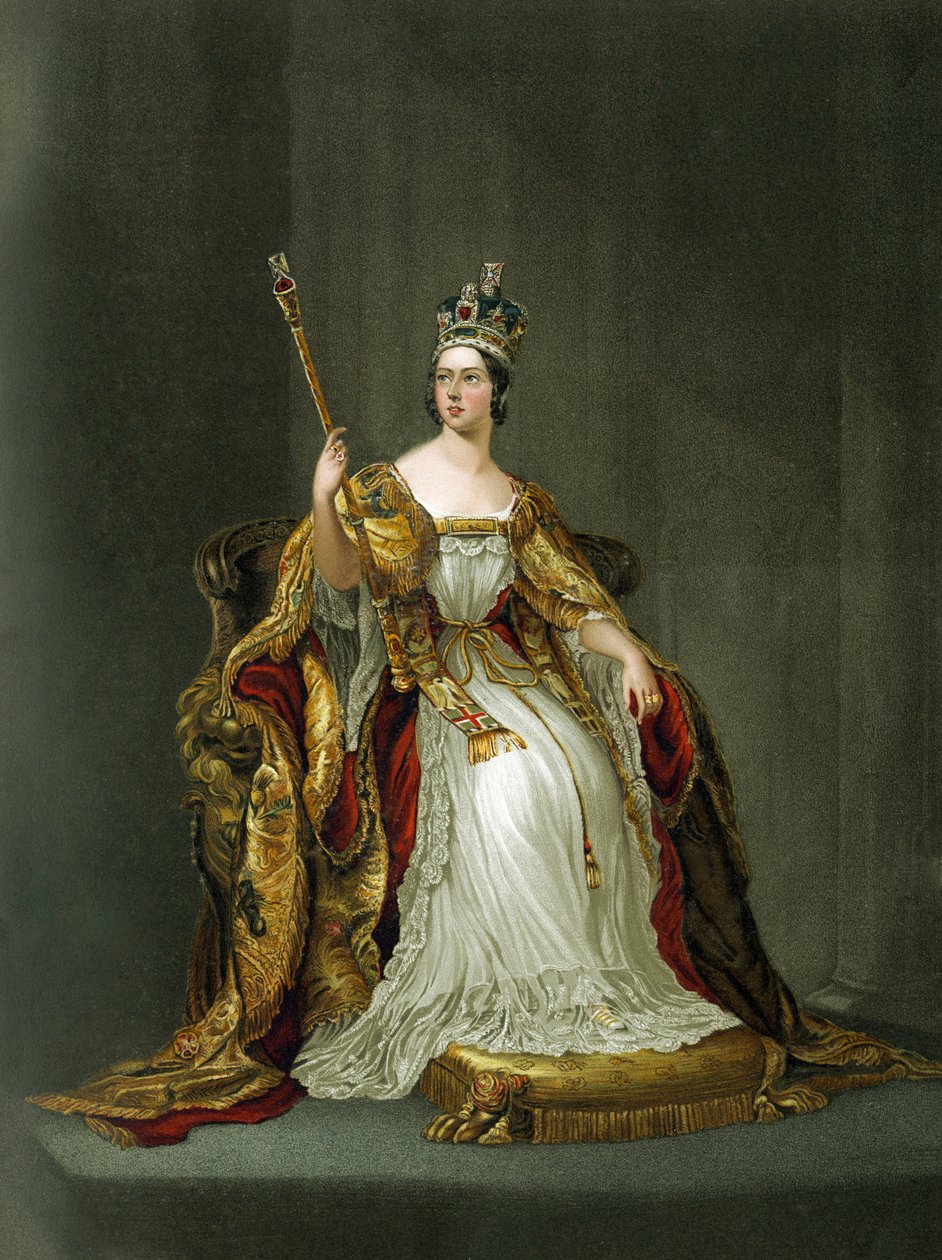 Queen Victoria of England in her coronation robes in 1837 by Unbekannter Künstler