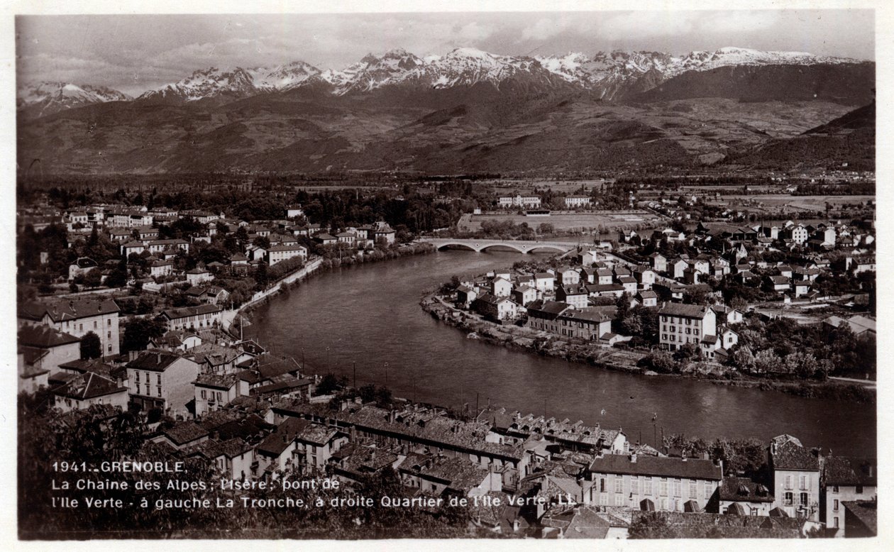 Grenoble: The Chain of the Alps, the Isere, the Bridge of the Ile Verte by William M. Timlin