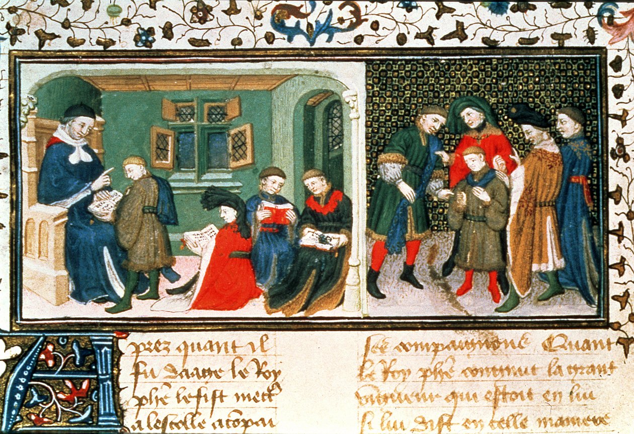 Master and pupils, from 