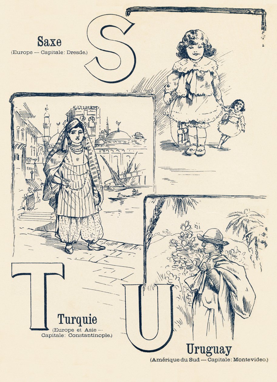 S T U: Saxony, Turkey, Uruguay - ABC of Two Worlds. Emile Guerin, publisher, Paris, circa 1900. by Unbekannt