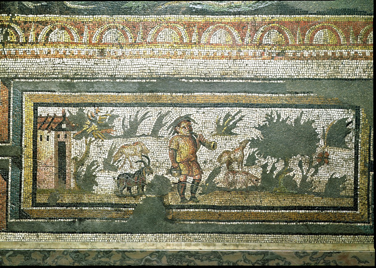 Scene of a goatherd with his goats (detail) by Unbekannt