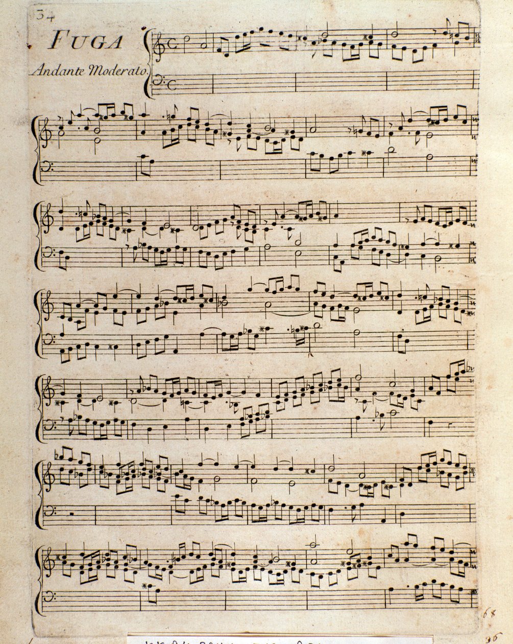 Sheet music page for Fugue in Pieces for the harpsichord by Domenico Scarlatti by Unbekannter Künstler