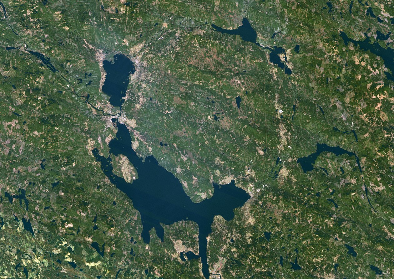 Siljan Meteor Impact Crater, Sweden, True Colour Satellite Image by Unbekannter Künstler