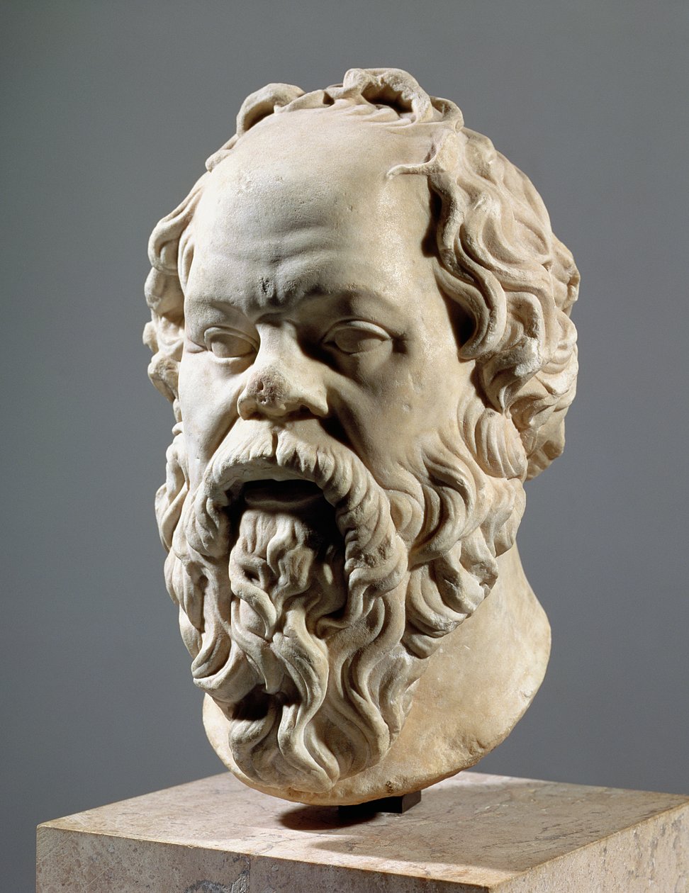 Socrates, Marble Head, Copy from a Bronze from the Pompeion in Athens, Made by Lysippus, Classical Greek, c.330 BC by Unbekannt