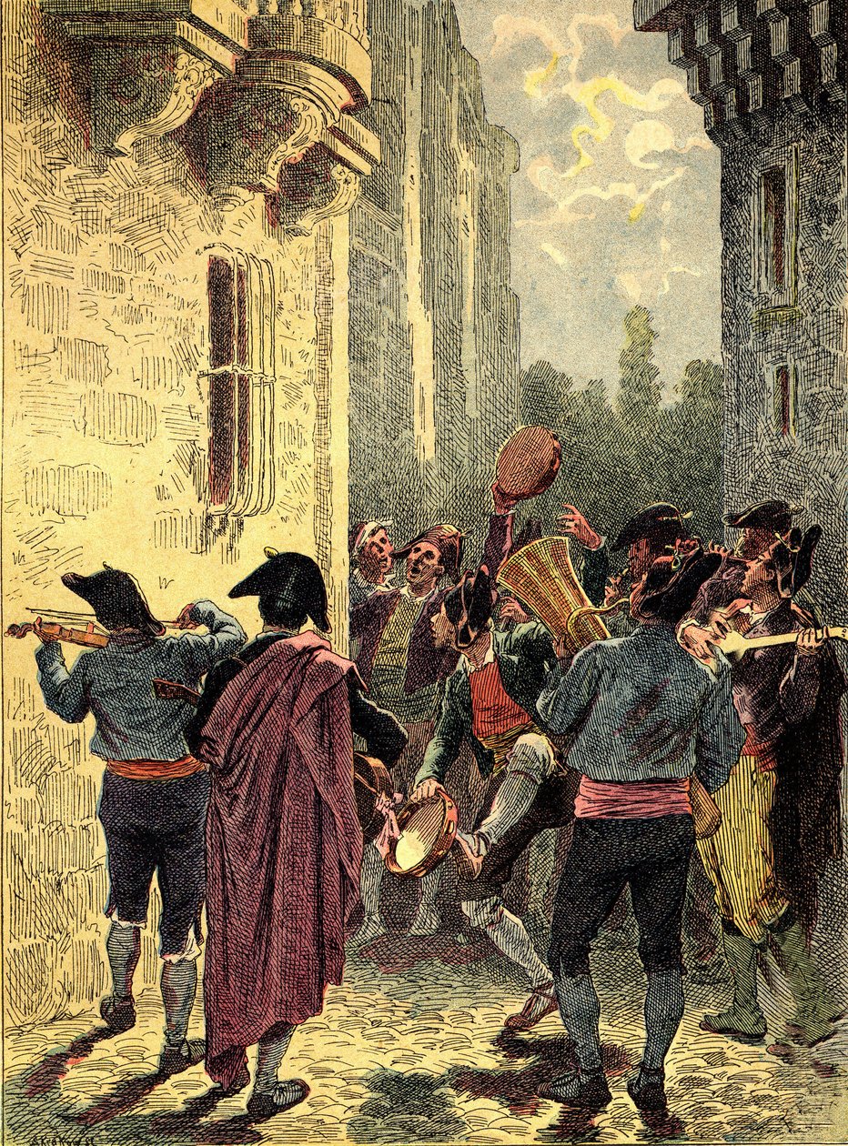 Spanish Serenade. Engraving in The Peoples of the Earth 1890 by Unbekannter Künstler