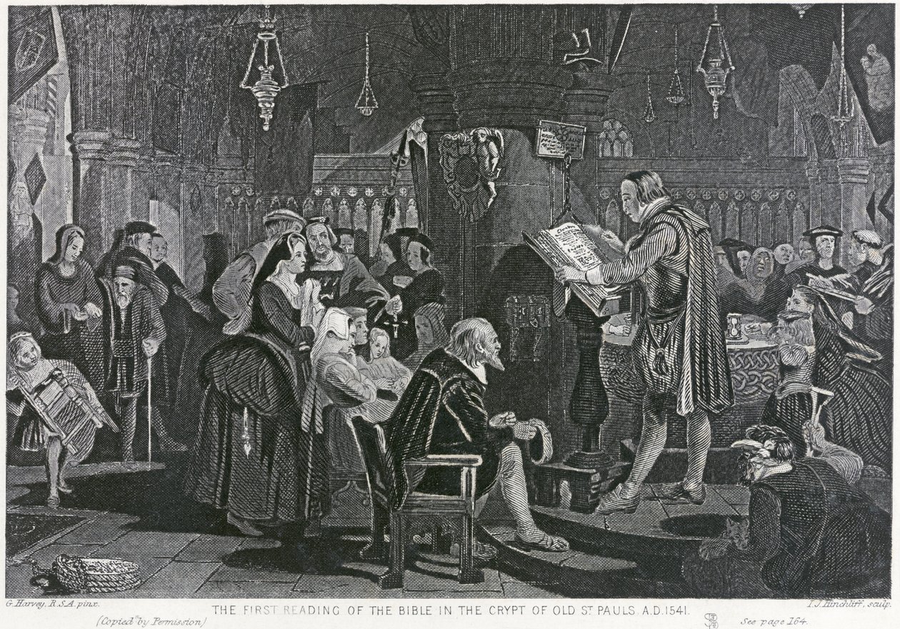 St Pauls Cathedral. First Bible Reading in the Crypts by Unbekannter Künstler