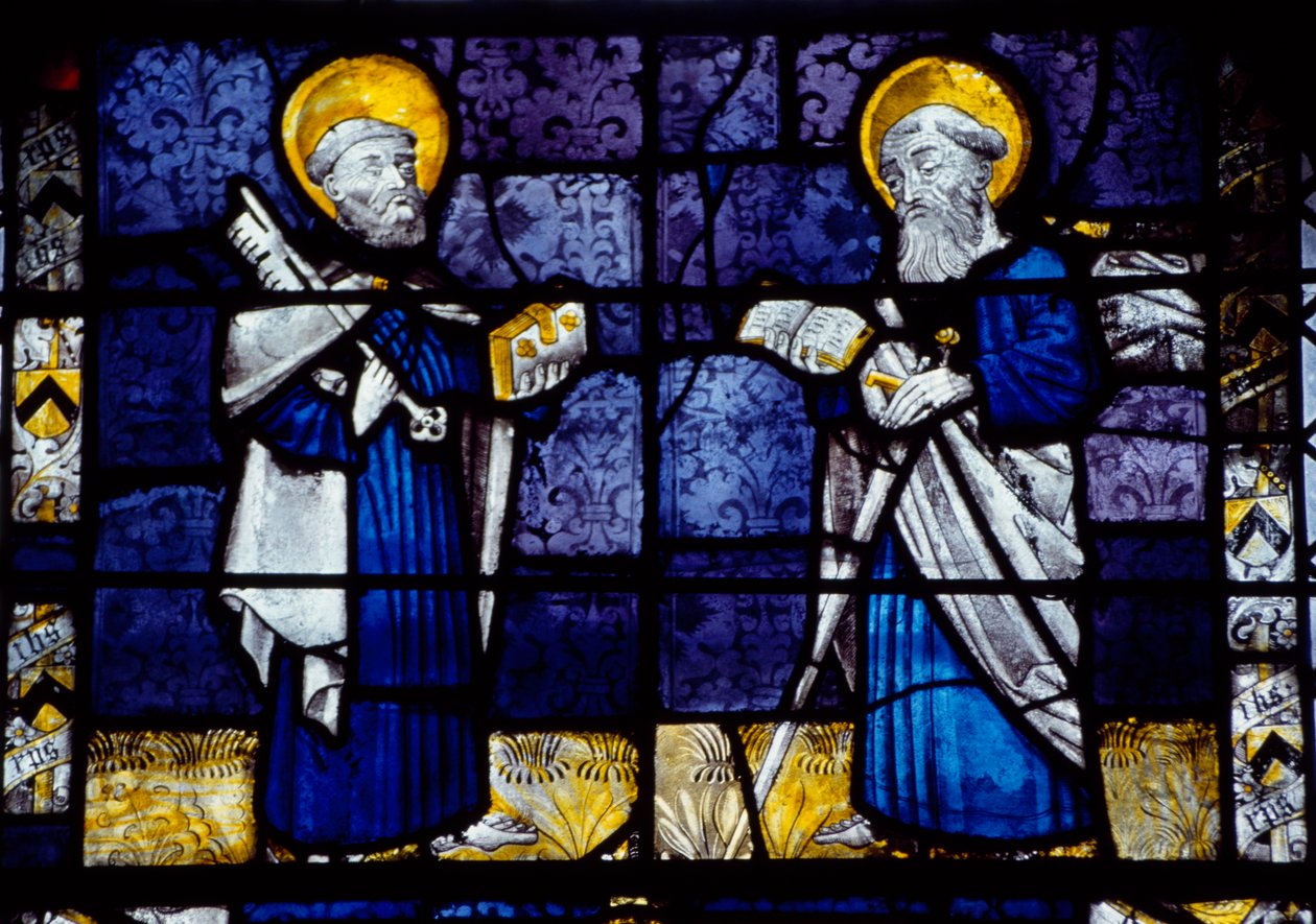 St Peter and St Paul, stained-glass window from Priory Church, Le Bourget du Lac, Savoy, France by Benjamin Baud