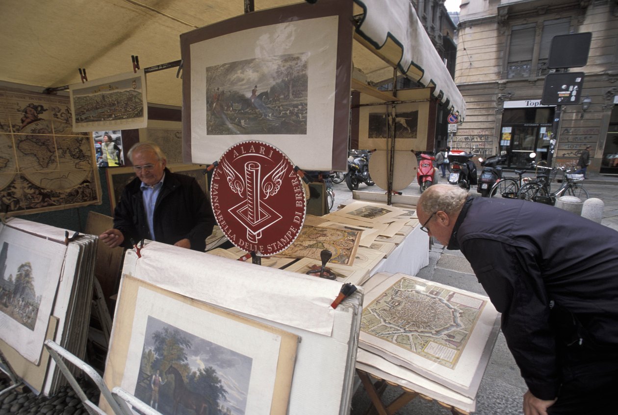 Stall Selling Prints, Piazza del Carmine, Milan, Italy by Unbekannt