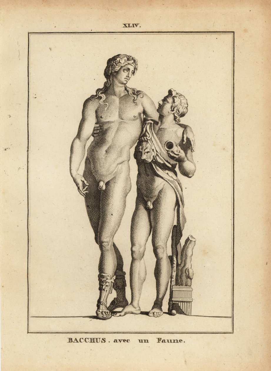 Statue of Bacchus, the Roman God of Wine, and a Young Faun by Unbekannt