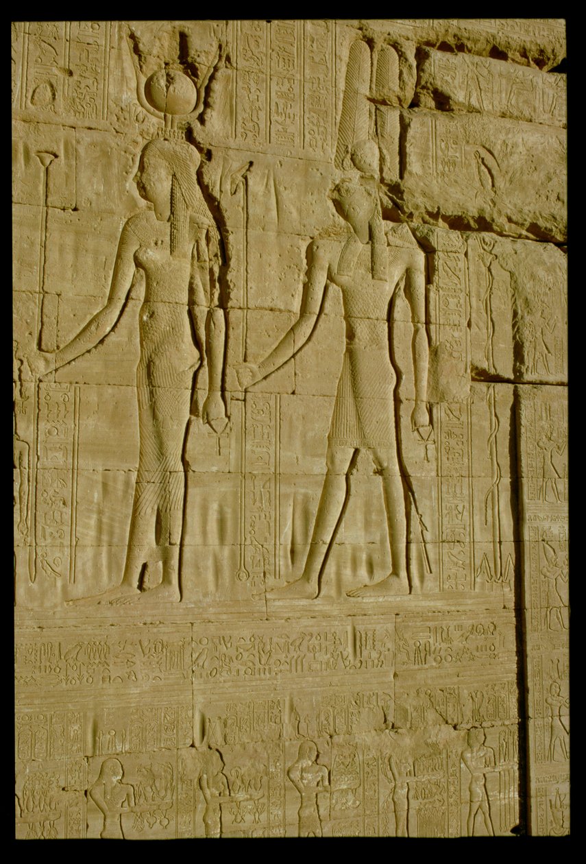 Sunk Relief Depicting Hathor and Horus by Unbekannt