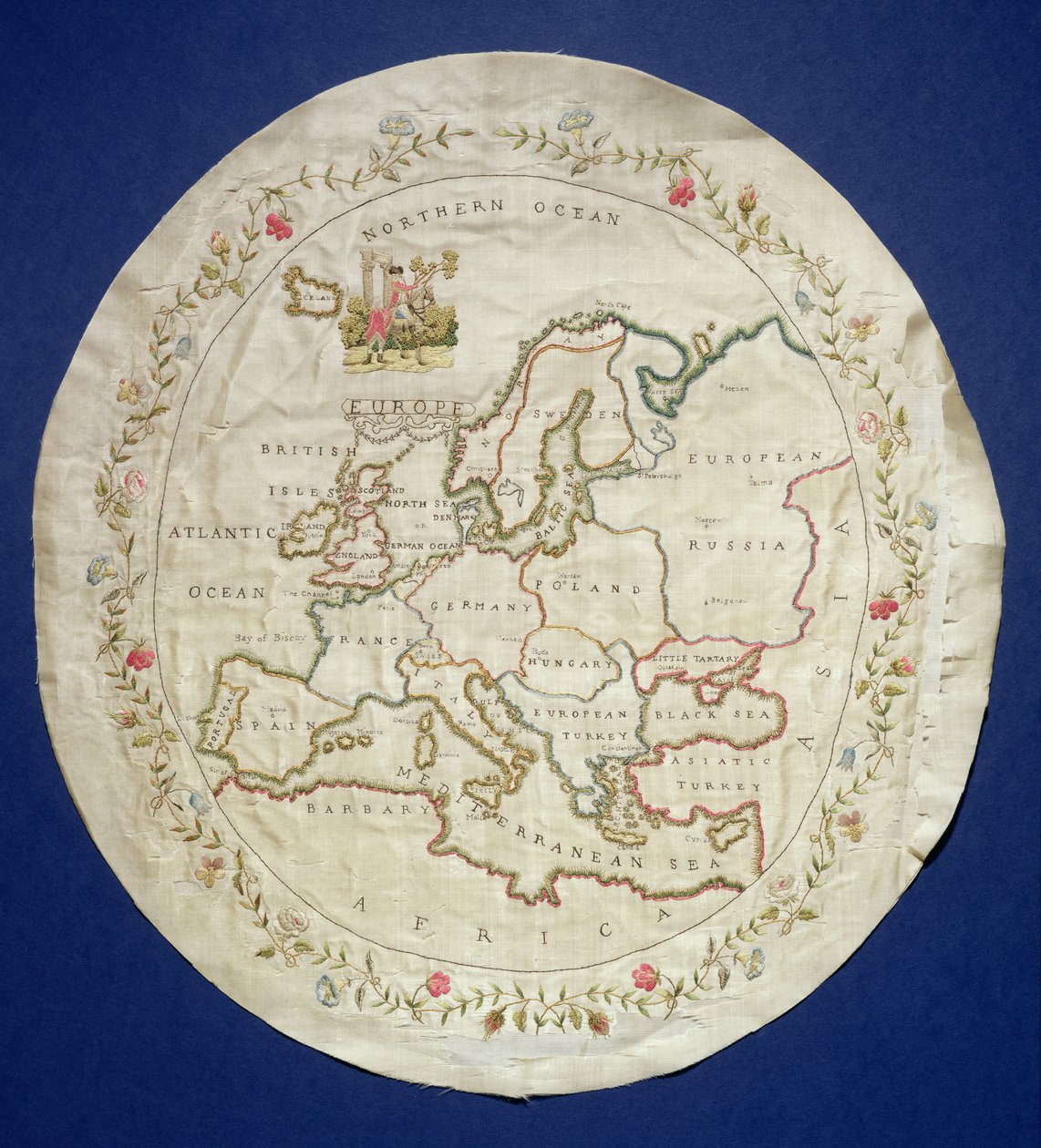 Sampler Showing a Map of Europe, English, Late 18th Century by Unbekannt