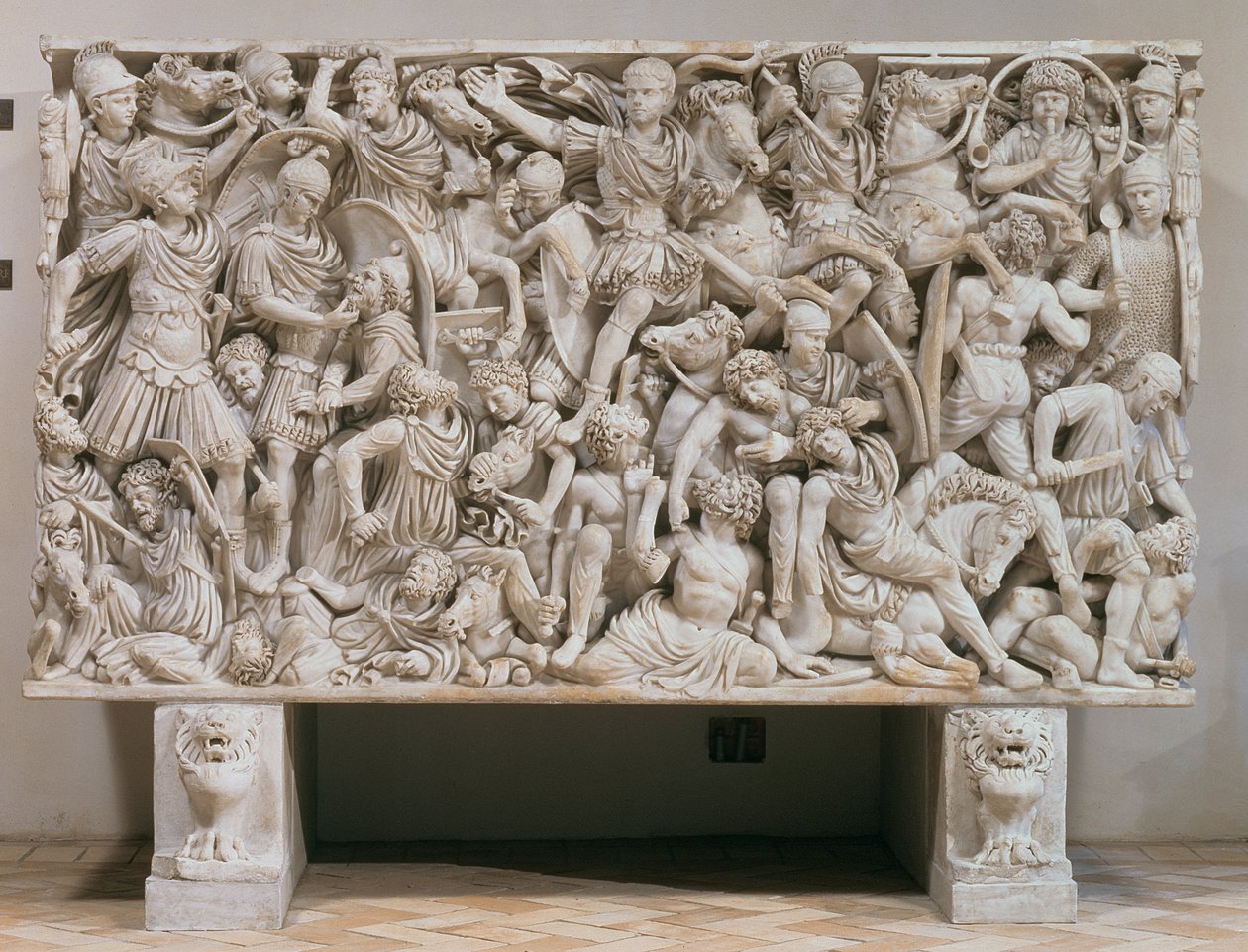 The Ludovisi Sarcophagus with High Relief Representation of the Romans Fighting the Barbarians by Unbekannt
