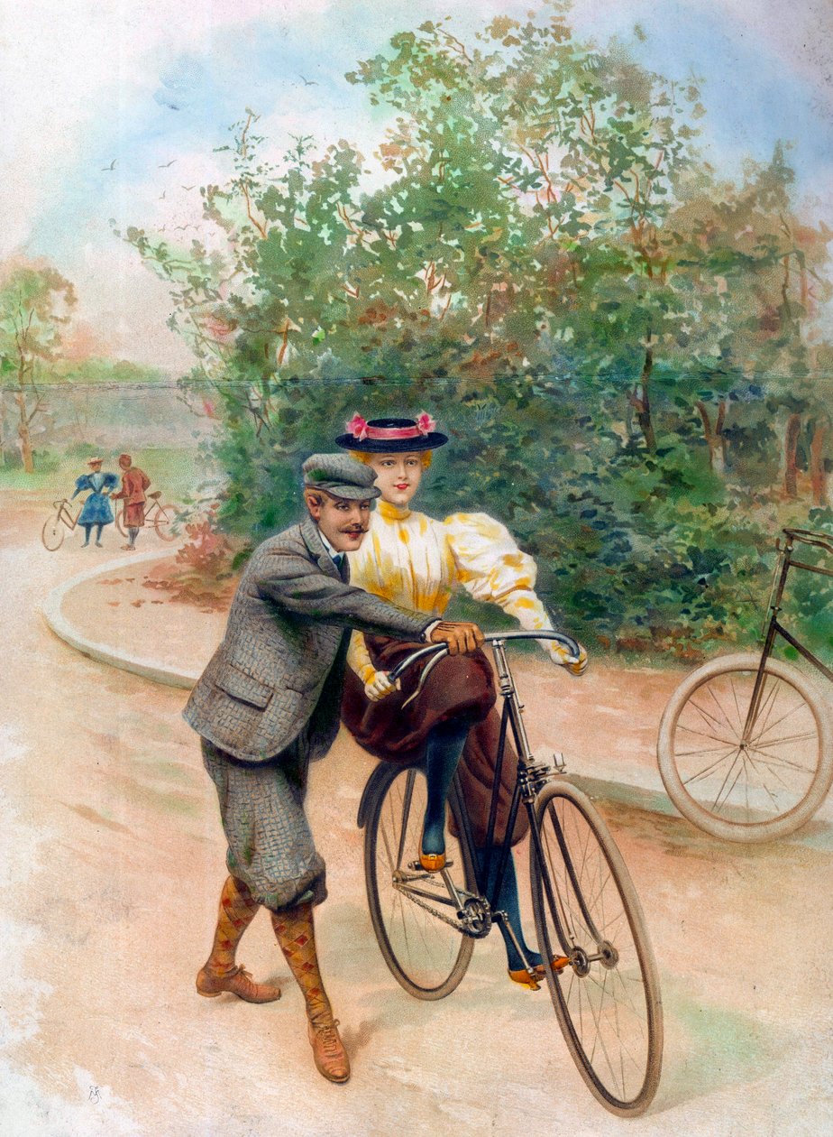 The Bicycle Lesson by Unbekannter Künstler