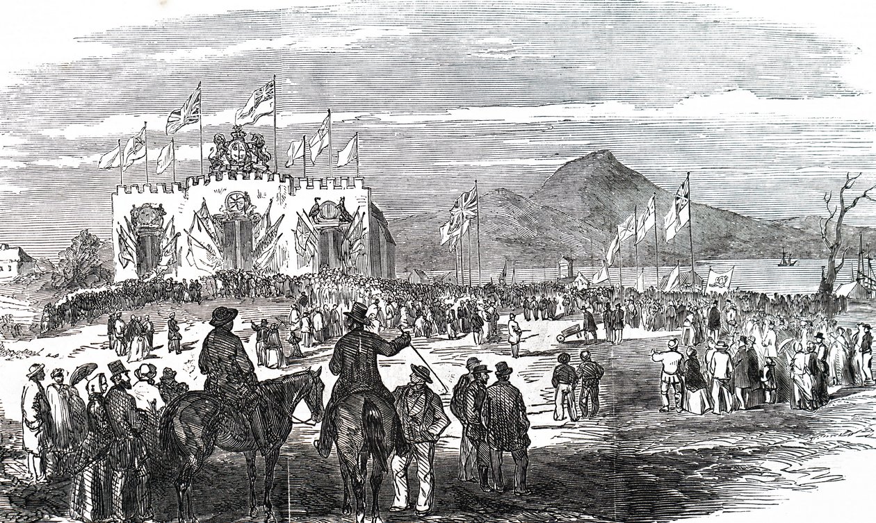 The laying of the foundation stone of Geelong Train Station by Unbekannt