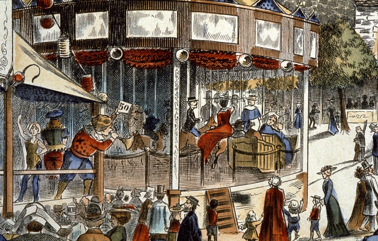 The merry-go-round at the funfair, end of the 19th century by Unbekannter Künstler