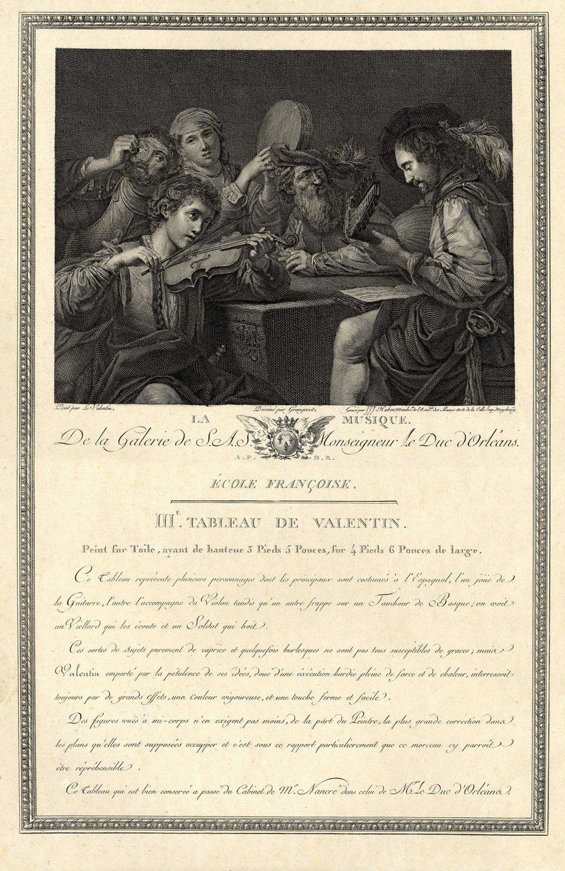 The music. Engraving of the gallery of His Excellency the Duke of Orleans after a painting by the painter Le Valentin by Unbekannter Künstler