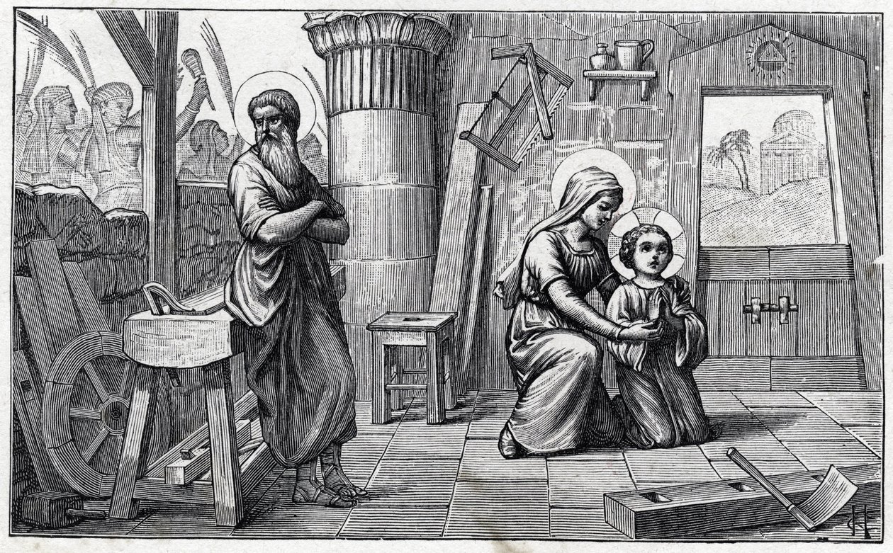 The Stay in Egypt. Alphabet of the Child Jesus. Edition of 1932. Woodcarvings Signed H G. Private Collection by Unbekannter Künstler