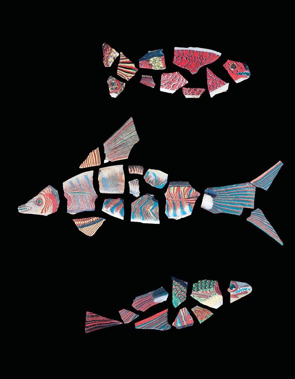Three mosaic fragmentary fish inlays, Ptolemaic-Roman period by Unbekannt