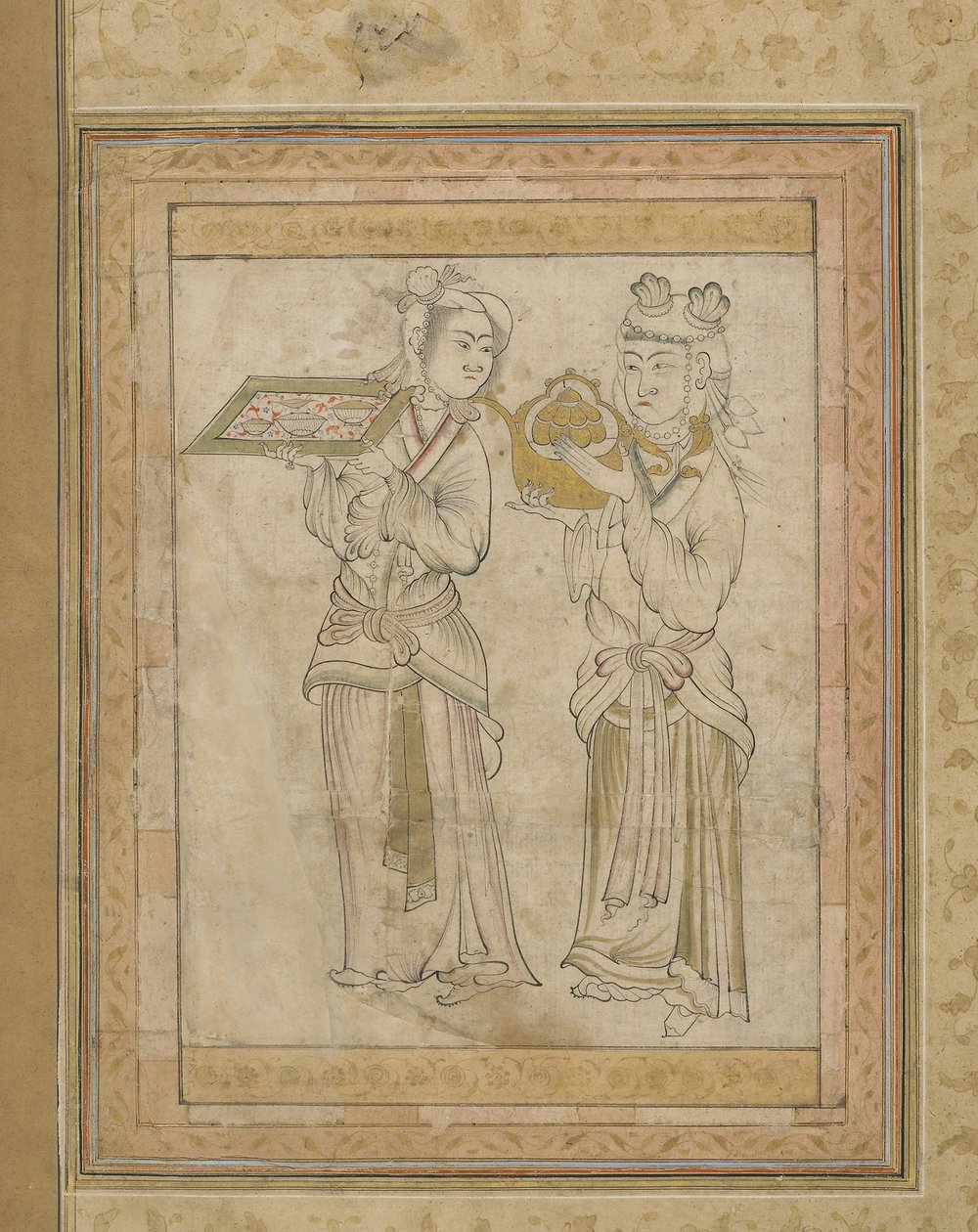 Two Women Carrying a Tea Service, Iran or Present-day Afghanistan, Timurid Dynasty by Unbekannt