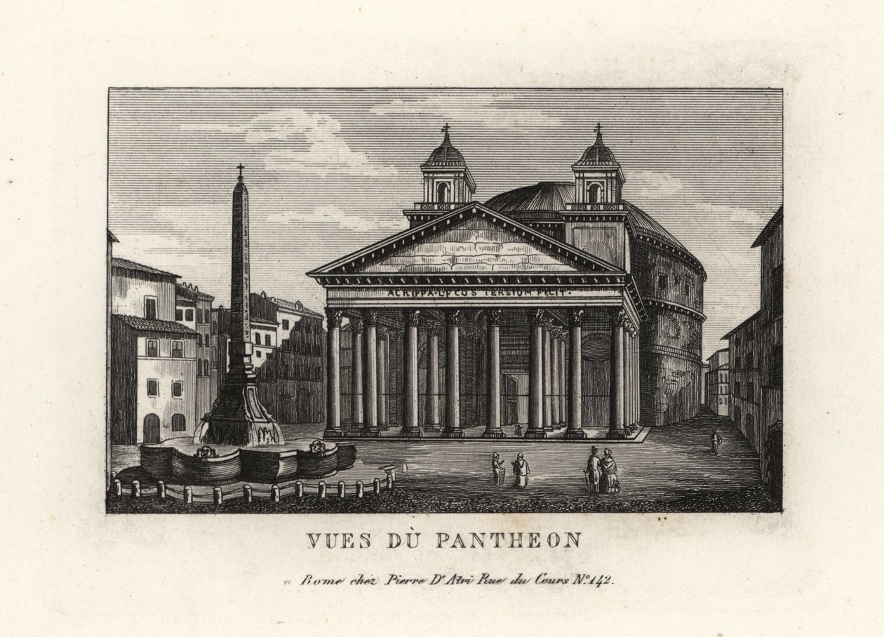 View of the Pantheon with Fountain and Macuteo Obelisk in the Piazza della Rotonda, Rome by Unbekannt