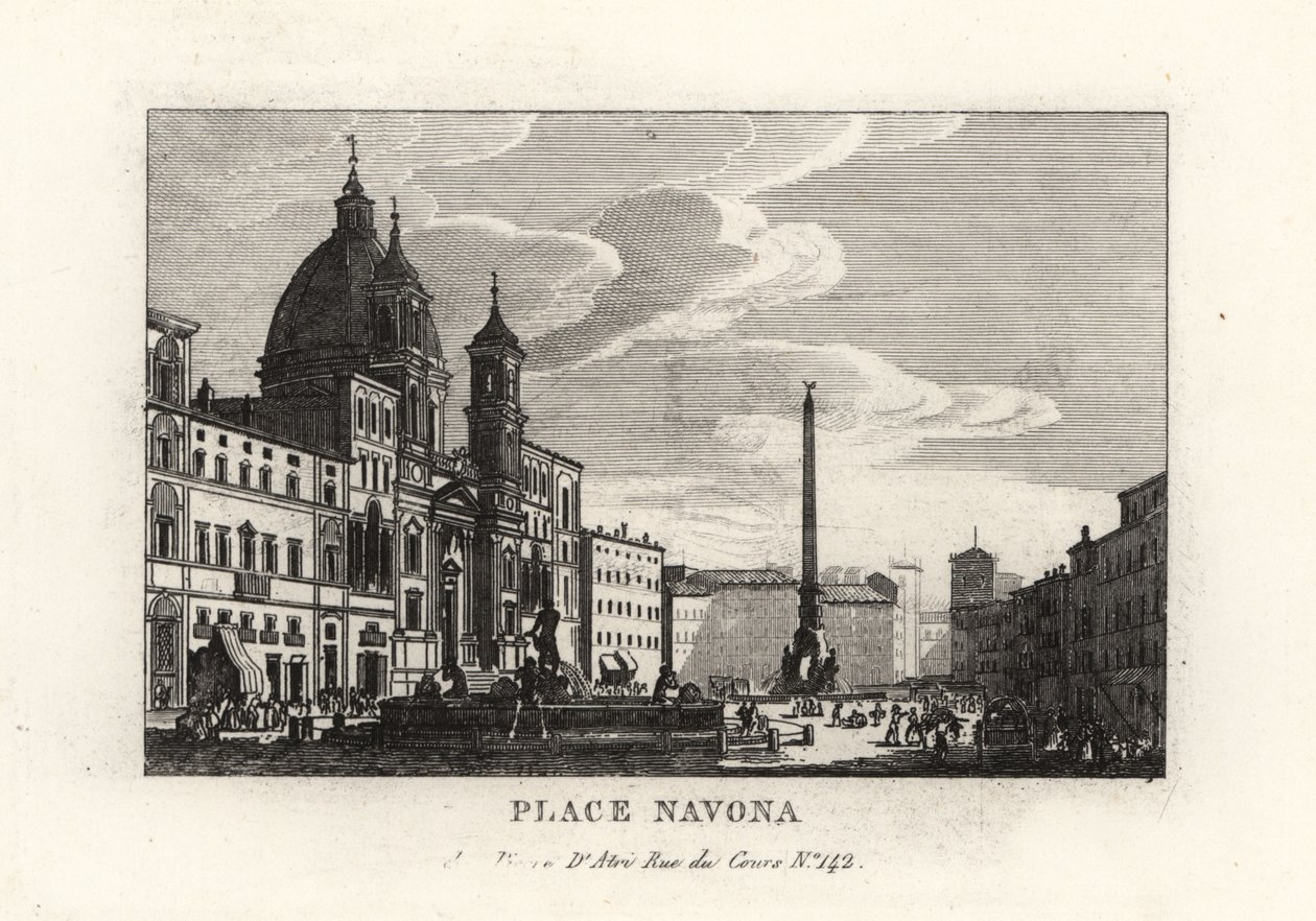 View of the Piazza Navona, with the Fountain, Egyptian Obelisk and Church of Sant