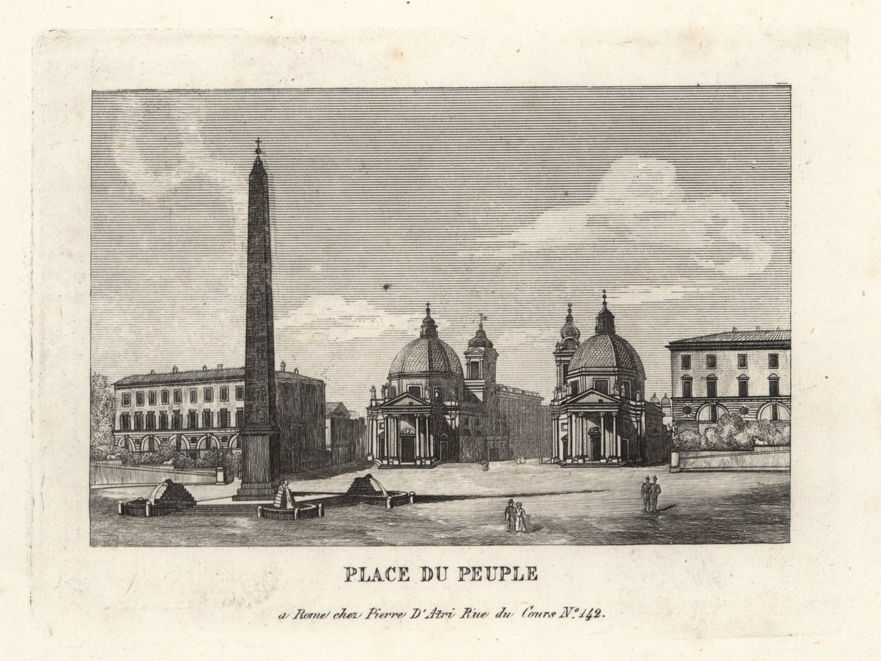 View of the Piazza del Popolo with an Egyptian obelisk of Rameses II from Heliopolis, Rome by Unbekannt