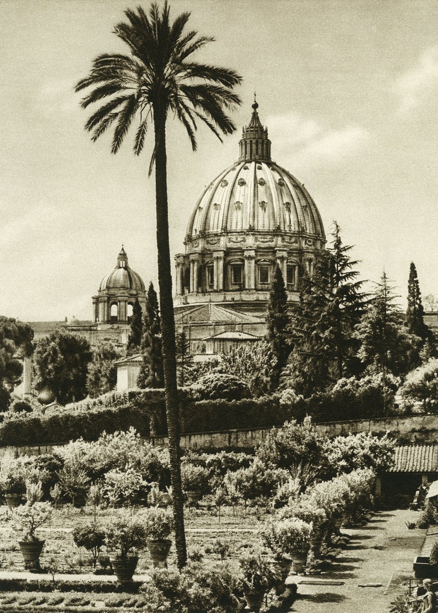 View of the Vatican Gardens and the Basilica of St. Peter in Rome by Unbekannt