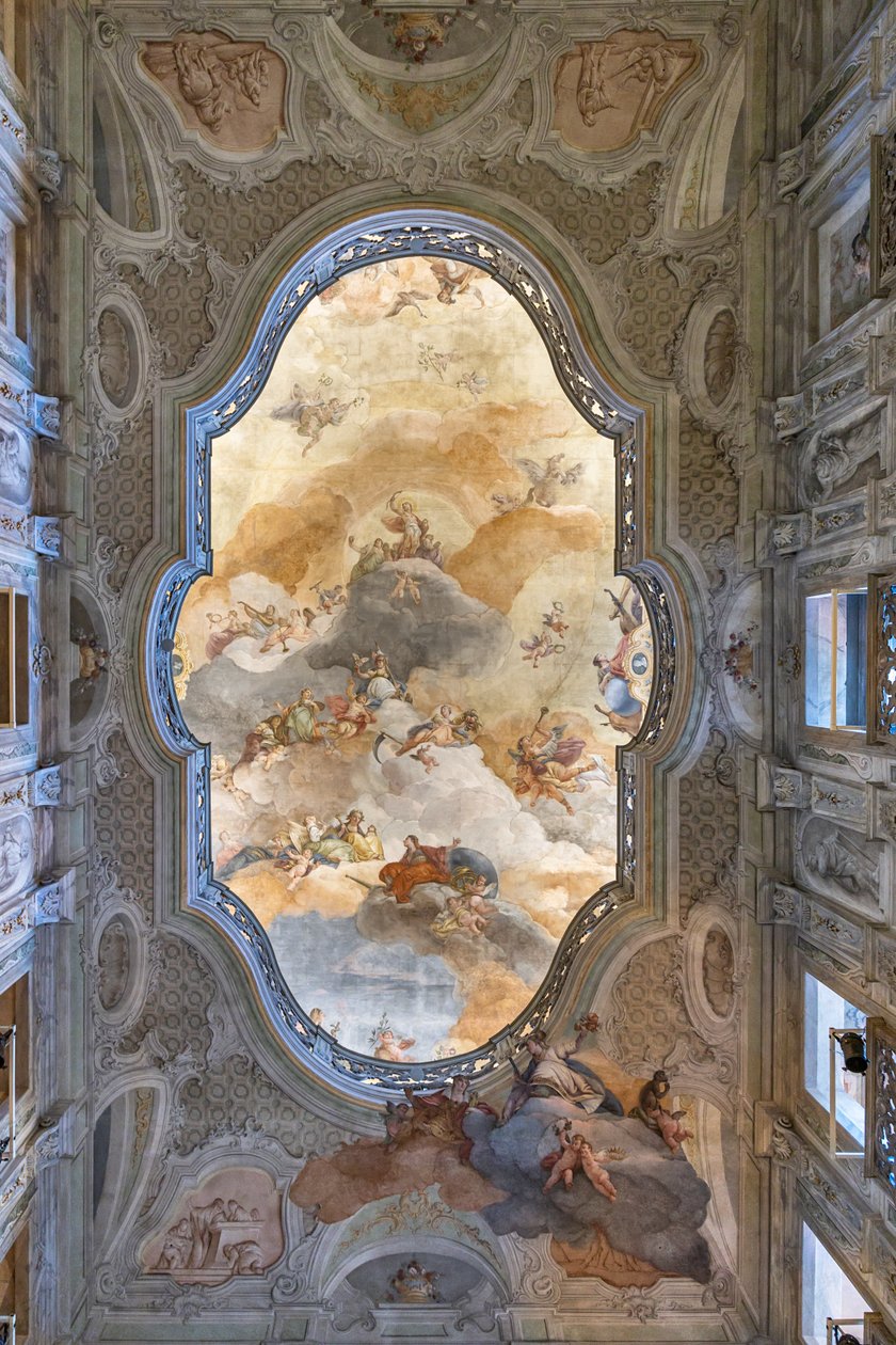 View of the ceiling, Entrance Hall or Foyer, Teatro Grande, Brescia, Italy by Unbekannter Künstler