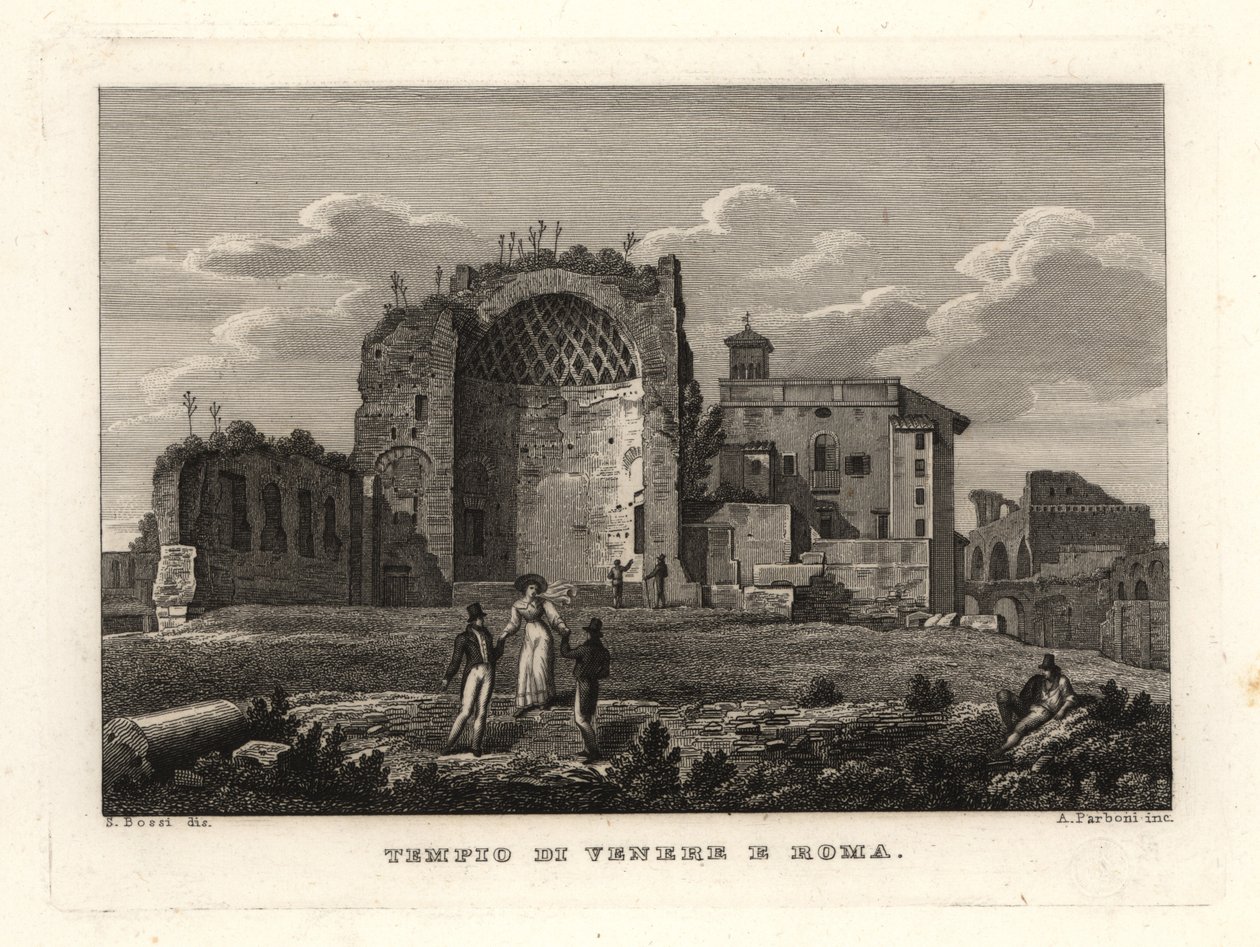 View of the ruins of the Temple of Venus and Roma, Rome by Unbekannt