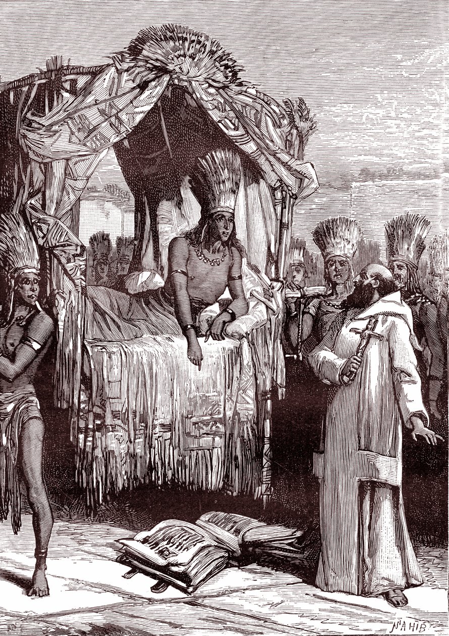 Vincent de Valverde and Atahualpa by Unbekannter Künstler