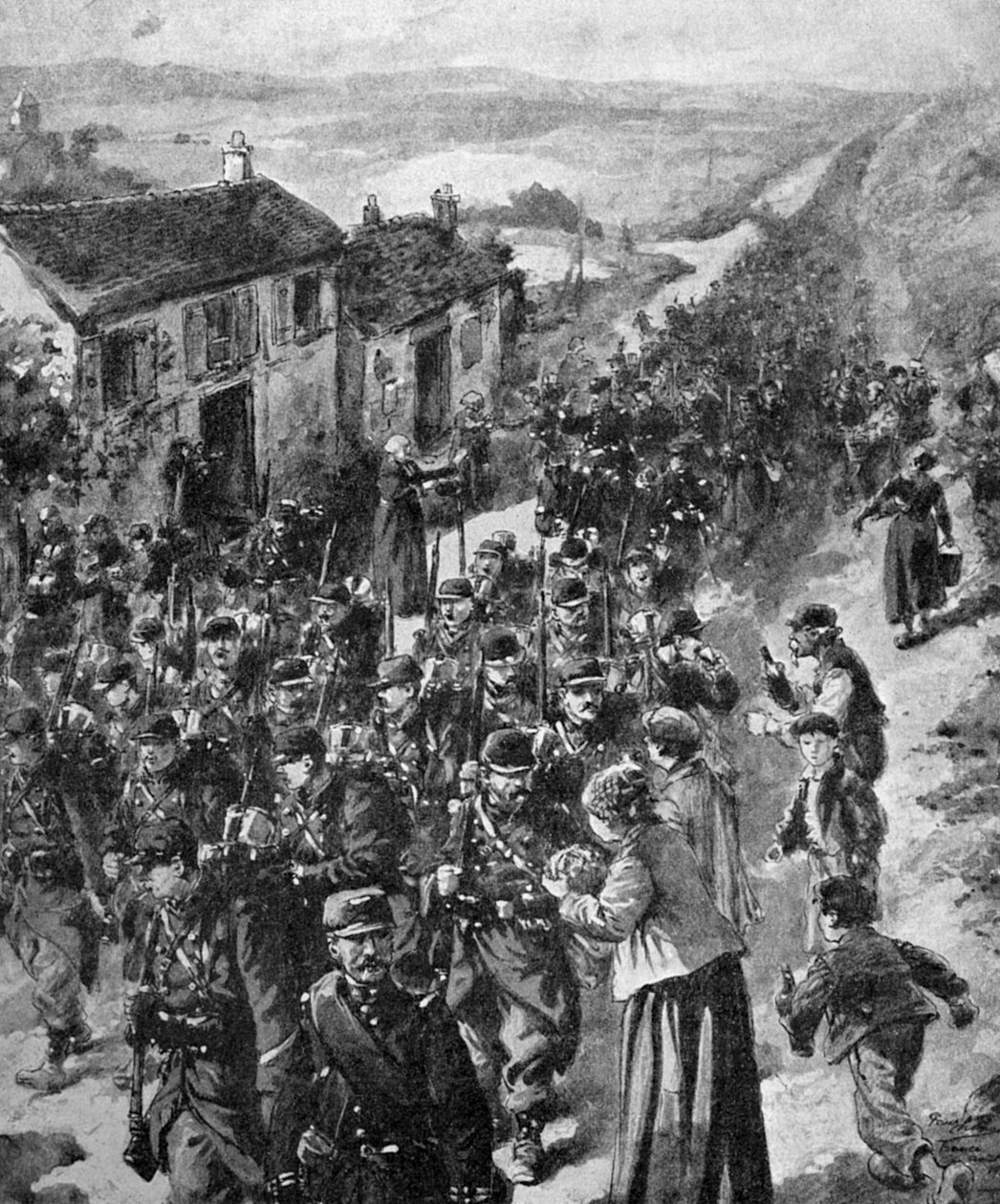 WWI - French Soldiers Marching to the Front 1914 by Unbekannter Künstler