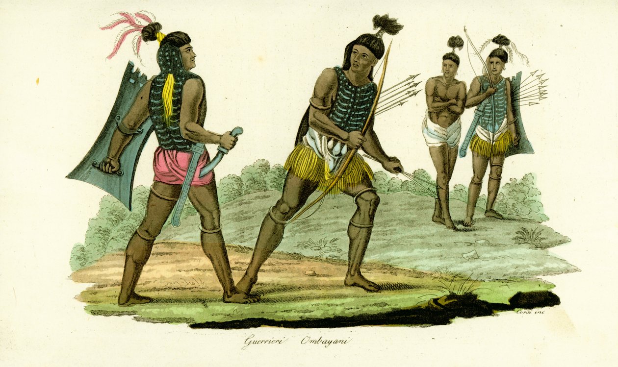 Warriors in Breastplates from Ombai Island, Indonesia by Unbekannt