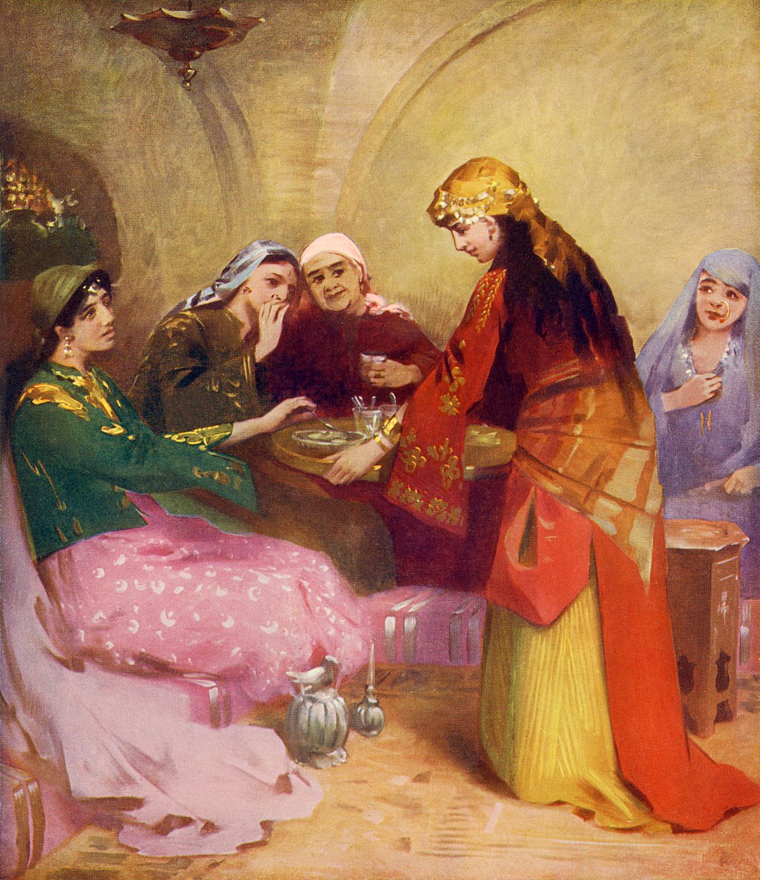 Women drinking tea by Unbekannter Künstler