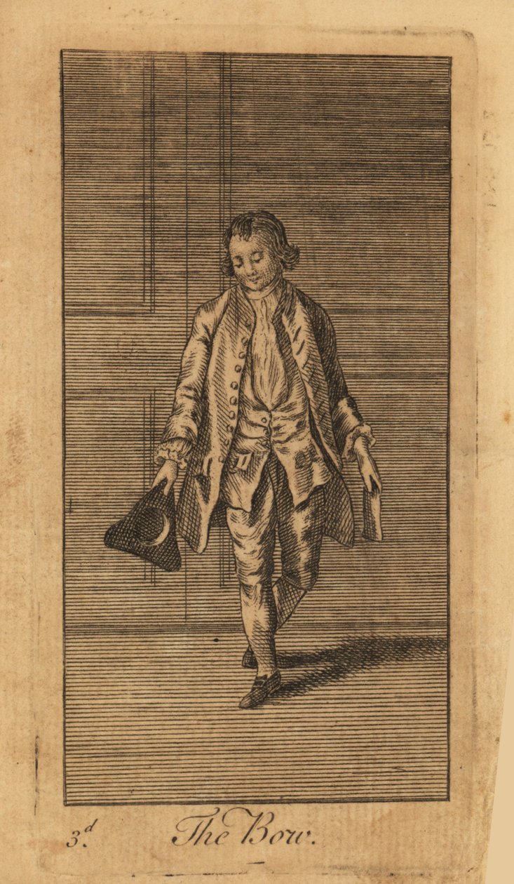 Young gentleman bowing with his hat in his hand in a panelled room by Unbekannt