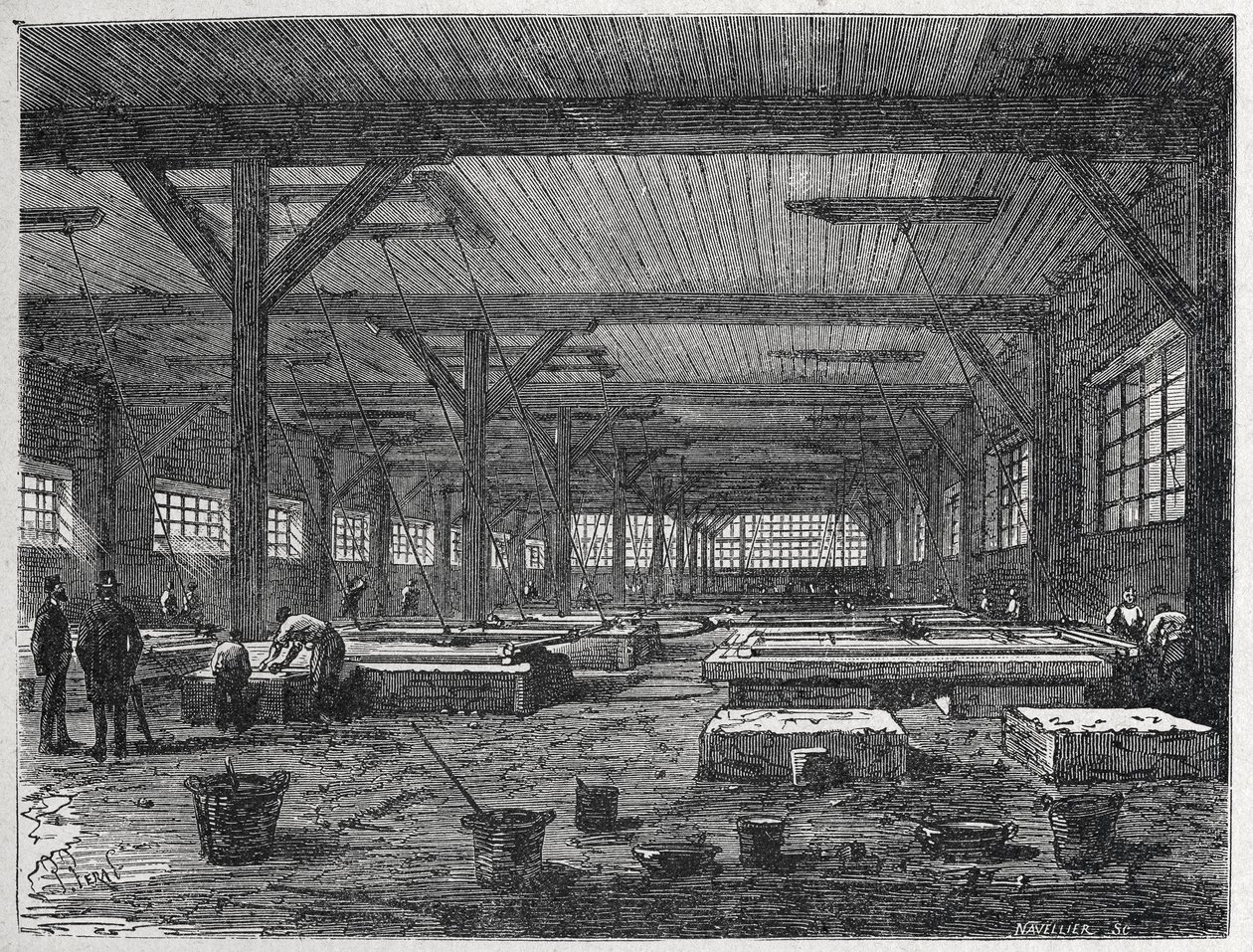 Glass factory: manufacturing a mirror by Unbekannter Künstler
