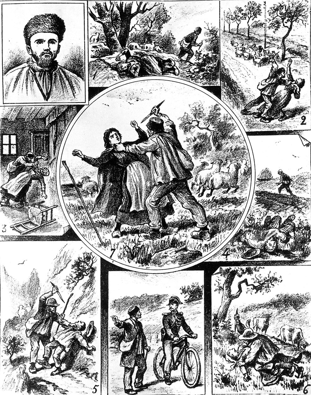 The Vacher Affair, in France late 19th century, one of the first serial killers, in 1895-1898, engraving by Unbekannt