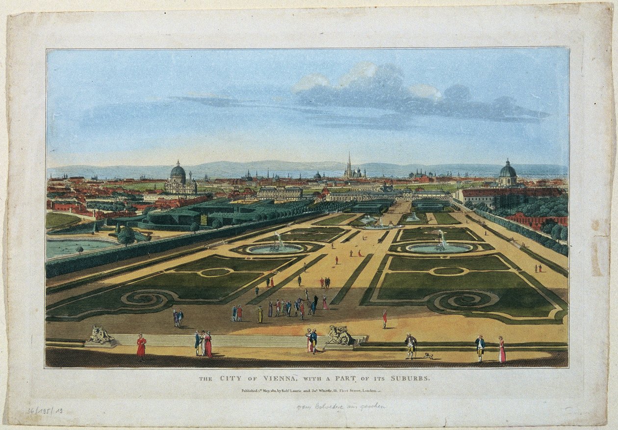 View of the Belvedere Garden in Vienna Towards the Lower Belvedere by Unbekannter Stecher