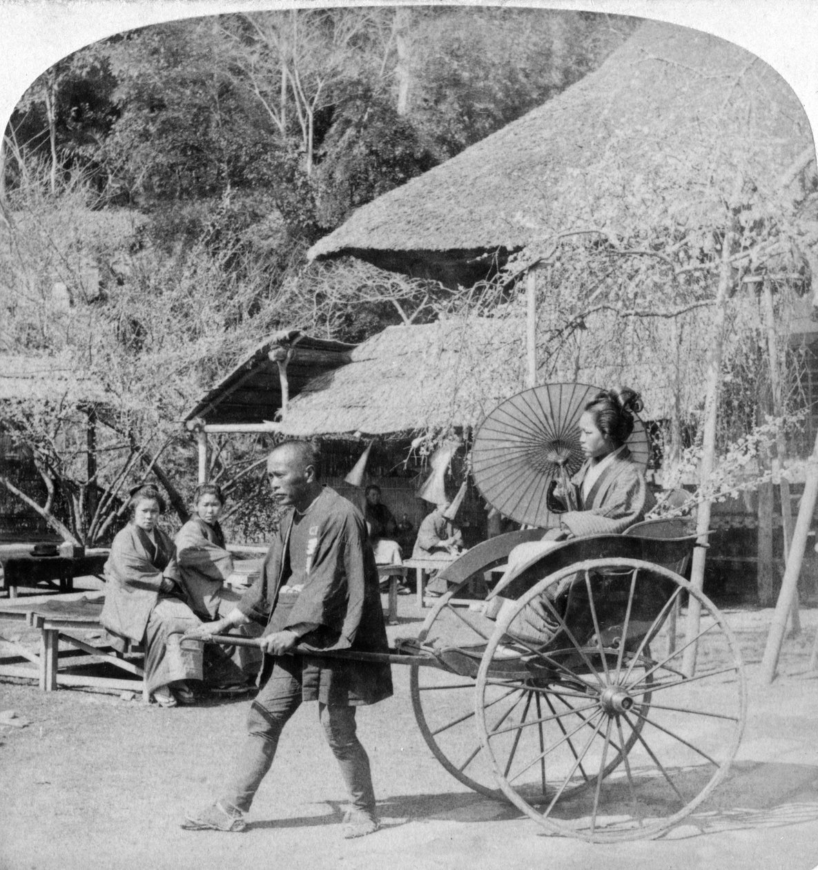 A Morning Ride in a Jinrikisha Rickshaw, Sugita, Japan, 1896 by Underwood and Underwood